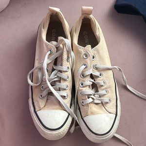 Converse Beige Canvas Lace-Up Sneakers